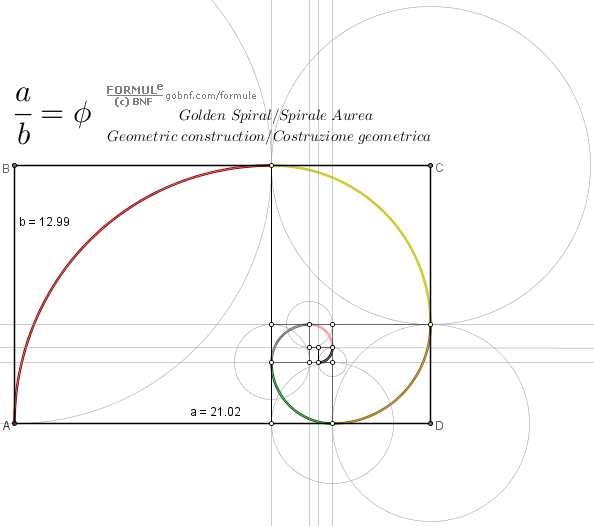 Immagine, Curve, Costruzione geometrica riga e compasso, Spirale Aurea, Rettangoli Aurei
