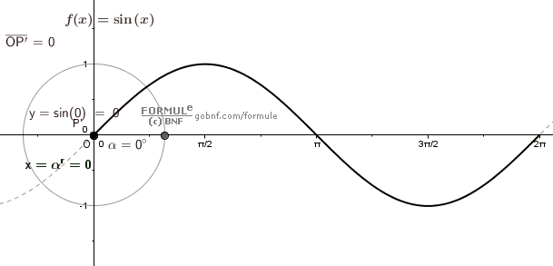 Animazione, Circonferenza goniometrica e grafico della funzione sen(x)/sin(x)