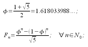 Successioni numeriche, Successione di Fibonacci, Formula di Binet