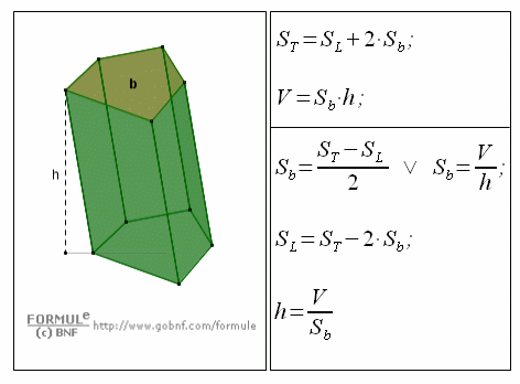 Geometria solida, prisma obliquo, formule