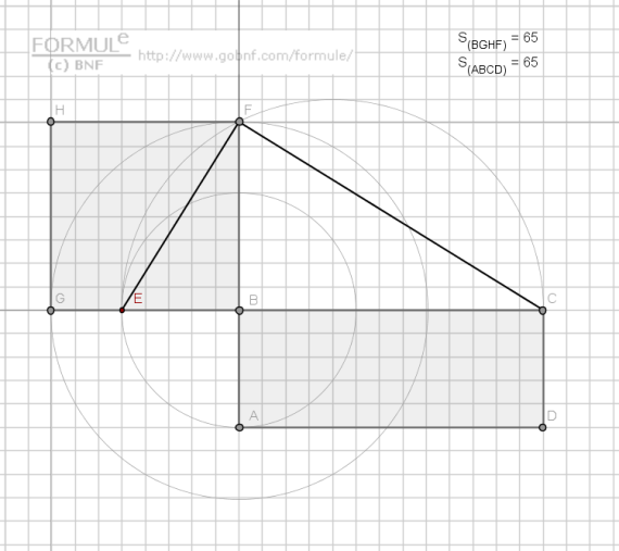 Immagine, costruzione geometrica, trasformazione di un rettangolo in un quadrato equivalente, Secondo teorema di Euclide