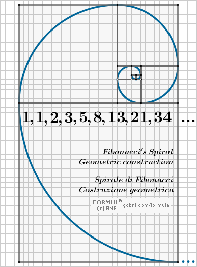 Immagine, Spirale di Fibonacci, Quadrati, Successione di Fibonacci